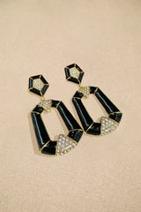 Enamel Geometric Crystal Dangle Earrings