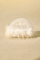 Ostrich Feather Beaded Handle Clutch