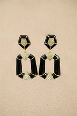 Enamel Geometric Crystal Dangle Earrings
