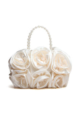 Satin Rosettes Pearl Handbag