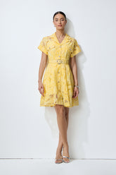 Endless Summer Yellow Sheer Floral Lace Mini Dress