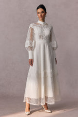 Charlotte High Neck Puff Sleeve Lace Maxi Dress