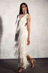 Joanna Fringe Trim Maxi Lace Dress