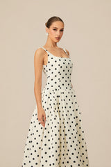 Marvelously Adorable White Polka Dots Maxi Dress