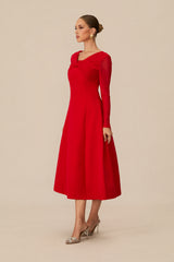 Eye-Catching Red Twist Front Midi Dress