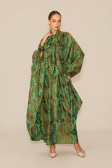 Charming Forest Green Printed Maxi Dress