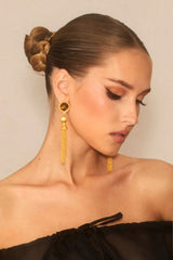 Tigers Eye Fringe Drop Earrings