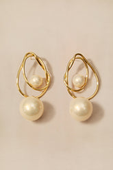 Intertwined Loop Pearl Drop Earrings