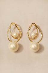 Intertwined Loop Pearl Drop Earrings
