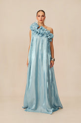 Hedda One-shoulder Floral Maxi Dress in Blue