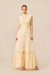 Monica Lace Embroidered Polka Dot Maxi Dress