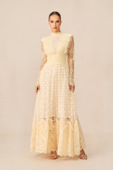 Monica Lace Embroidered Polka Dot Maxi Dress