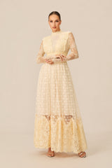 Monica Lace Embroidered Polka Dot Maxi Dress