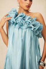 Hedda One-shoulder Floral Maxi Dress in Blue