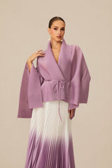 Pleasing Chicness Purple Wrap Top & Gradient Pleated Skirt Set