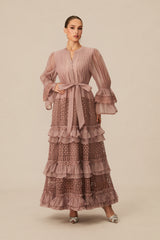 Heavenly Energy Pink Tiered Ruffle Maxi Dress