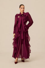 Wondrous Muse Purple Layered Ruffle Maxi Dress