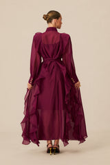 Wondrous Muse Purple Layered Ruffle Maxi Dress
