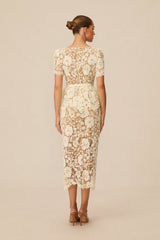 Larina Floral Lace V-neck Midi Dress