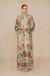 Mina Floral Print Sequin Embellished Maxi Dress
