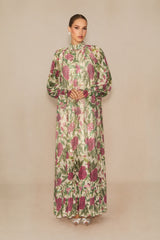 Mina Floral Print Sequin Embellished Maxi Dress