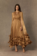 Shirley Cape-effect Ruffled Midi Dress