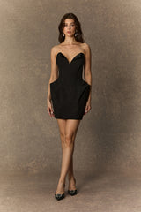 Charming Girl Black Deep鈥慥 Neck Corset Mini Dress