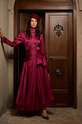 Flirtation Hour Burgundy Diamante Ruched Maxi Dress