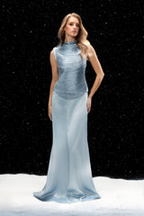 Memory Of Love Blue Fringe Sleeveless Top & Skirt Set