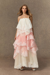 Endlessly Darling Pink Irregular Tiered Maxi Dress