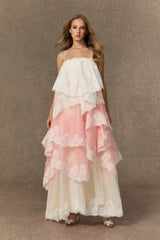 Endlessly Darling Pink Irregular Tiered Maxi Dress