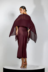 Elena Spaghetti Strap Maxi Dress With Cape Blouse