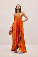Novia Halter Neck Pleated Maxi Dress