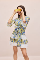 Belle Paisley Print Half Sleeve Mini Dress