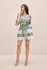 Belle Paisley Print Half Sleeve Mini Dress