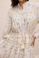 Rosanne Floral Print Long Sleeve Midi Dress