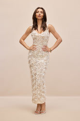 Venus Floral Applique Sleeveless Maxi Dress