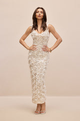 Venus Floral Applique Sleeveless Maxi Dress