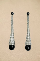 Long Tapered Rhinestone Drop Earrings