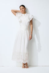 Made For Moments White Lace Hem Ruffled Sleeve Top & Skirt Set
