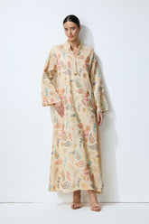 Gentle Prestige Yellow Paisley Print Kaftan Maxi Dress