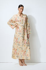 Gentle Prestige Yellow Paisley Print Kaftan Maxi Dress