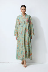 Gentle Prestige Green Paisley Print Kaftan Maxi Dress