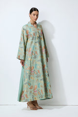 Gentle Prestige Green Paisley Print Kaftan Maxi Dress