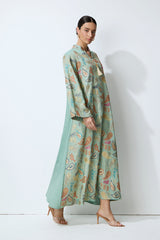 Gentle Prestige Green Paisley Print Kaftan Maxi Dress