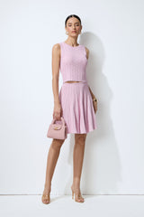 Sweetest Summer Days Pink Sleeveless Crop Top & Knit Skirt Set