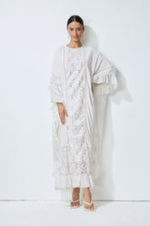 Morning Bliss White Sequin Embellished Lace Panel Maxi Dress
