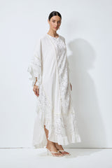 Morning Bliss White Sequin Embellished Lace Panel Maxi Dress