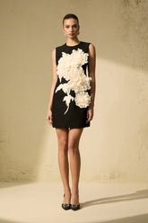 Dreamy Presence Black Floral Applique Sleeveless Mini Dress
