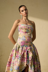 Belle Of The Hour Multi Floral Print Bubble Hem Maxi Dress